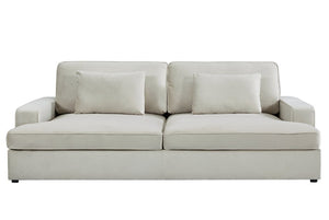 English Elm Convertible Velvet Loveseat Sleeper with Coil Spring Support for Apartment Living Rooms Beige B2735P539724