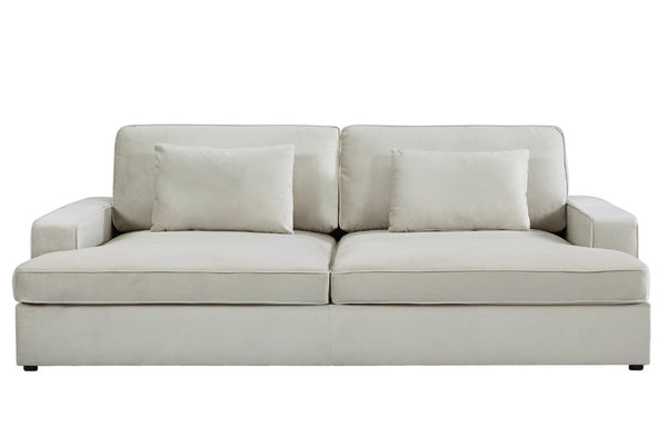 English Elm Convertible Velvet Loveseat Sleeper with Coil Spring Support for Apartment Living Rooms Beige B2735P539724