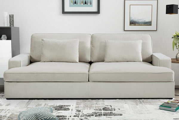English Elm Convertible Velvet Loveseat Sleeper with Coil Spring Support for Apartment Living Rooms Beige B2735P539724
