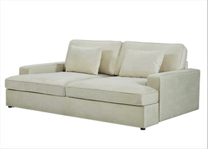 English Elm Convertible Velvet Loveseat Sleeper with Coil Spring Support for Apartment Living Rooms Beige B2735P539724