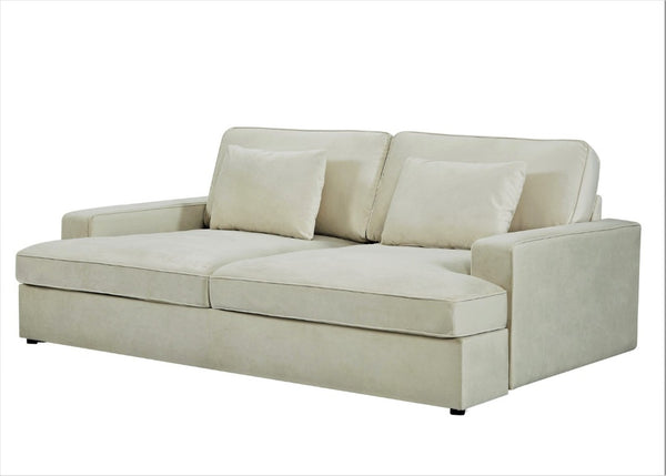 English Elm Convertible Velvet Loveseat Sleeper with Coil Spring Support for Apartment Living Rooms Beige B2735P539724