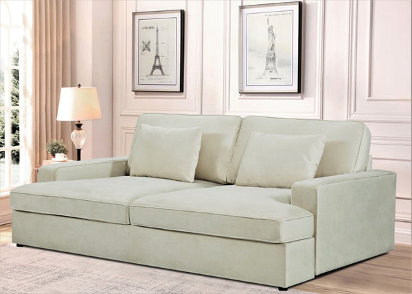 English Elm Convertible Velvet Loveseat Sleeper with Coil Spring Support for Apartment Living Rooms Beige B2735P539724