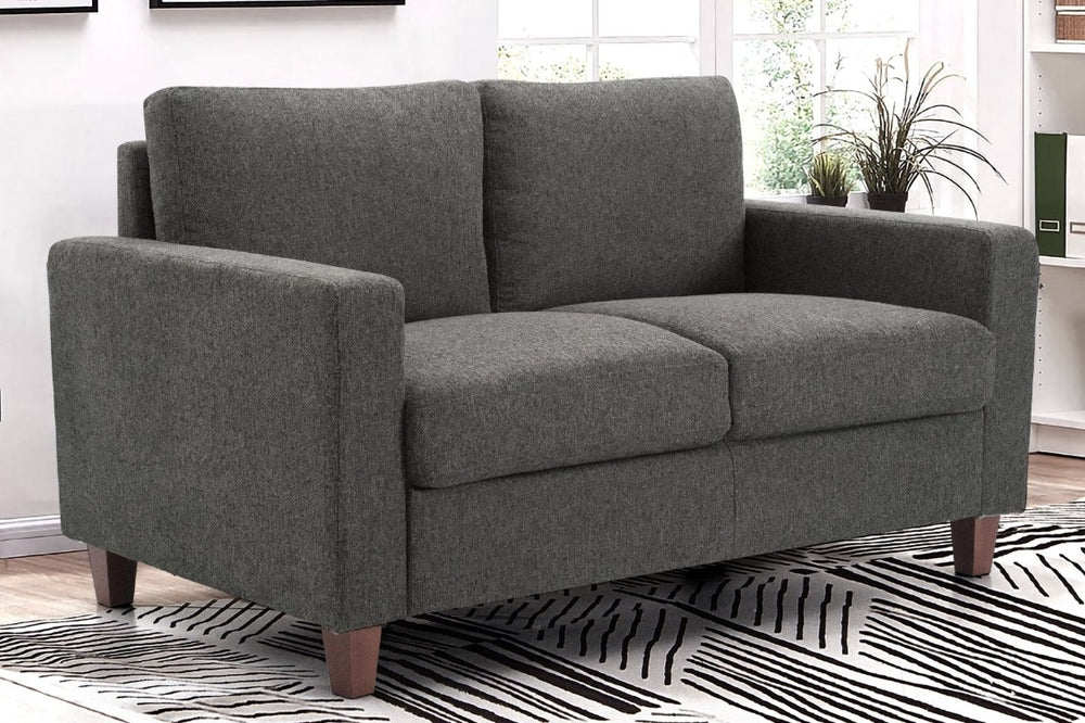 English Elm Mid-Century Modern Two Seat Loveseat with Foam Cushions Solid Wood Legs Apartment Ready Gray B2735P539741