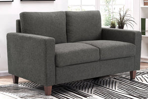 English Elm Mid-Century Modern Two Seat Loveseat with Foam Cushions Solid Wood Legs Apartment Ready Gray B2735P539741
