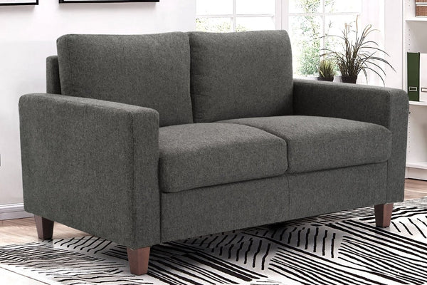 English Elm Mid-Century Modern Two Seat Loveseat with Foam Cushions Solid Wood Legs Apartment Ready Gray B2735P539741