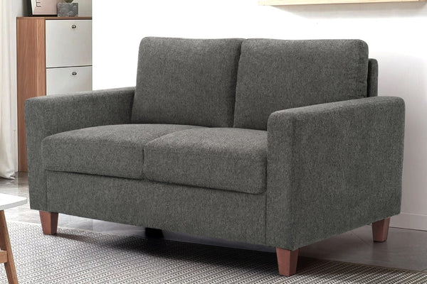 English Elm Mid-Century Modern Two Seat Loveseat with Foam Cushions Solid Wood Legs Apartment Ready Gray B2735P539741