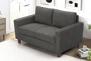 English Elm Mid-Century Modern Two Seat Loveseat with Foam Cushions Solid Wood Legs Apartment Ready Gray B2735P539741