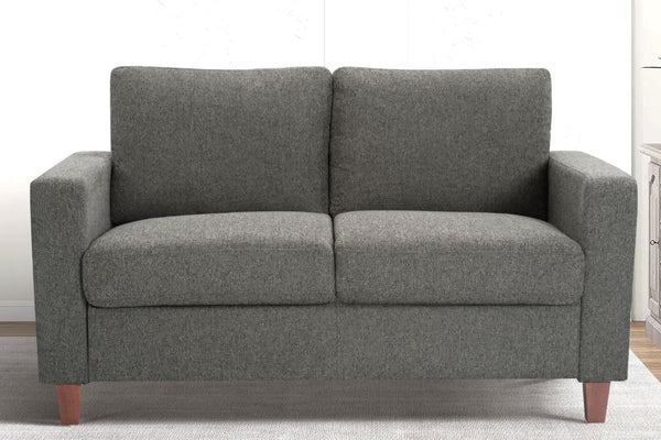 English Elm Mid-Century Modern Two Seat Loveseat with Foam Cushions Solid Wood Legs Apartment Ready Gray B2735P539741