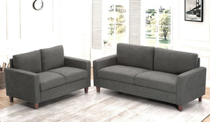 English Elm Mid-Century Modern Two Seat Loveseat with Foam Cushions Solid Wood Legs Apartment Ready Gray B2735P539741