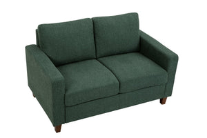 English Elm Mid-Century Modern Two Seat Loveseat with Foam Cushions Solid Wood Legs Apartment Ready Green B2735P539743