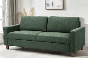 English Elm Mid-Century Modern Two Seat Loveseat with Foam Cushions Solid Wood Legs Apartment Ready Green B2735P539743