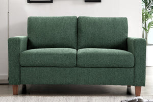 English Elm Mid-Century Modern Two Seat Loveseat with Foam Cushions Solid Wood Legs Apartment Ready Green B2735P539743