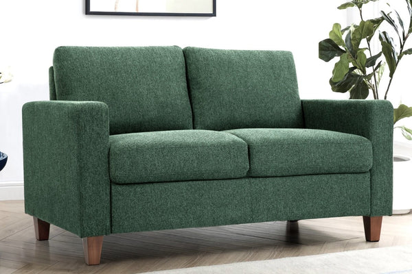 English Elm Mid-Century Modern Two Seat Loveseat with Foam Cushions Solid Wood Legs Apartment Ready Green B2735P539743