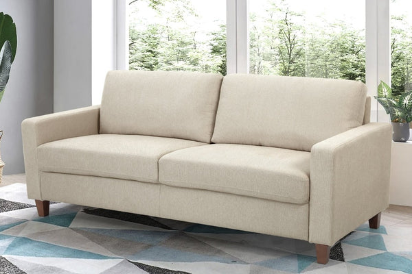 English Elm Mid-Century Modern Two Seat Loveseat with Foam Cushions Solid Wood Legs Apartment Ready Beige B2735P539744