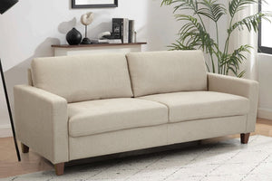 English Elm Mid-Century Modern Two Seat Loveseat with Foam Cushions Solid Wood Legs Apartment Ready Beige B2735P539744