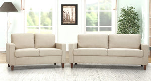 English Elm Mid-Century Modern Two Seat Loveseat with Foam Cushions Solid Wood Legs Apartment Ready Beige B2735P539744