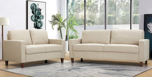 English Elm Mid-Century Modern Two Seat Loveseat with Foam Cushions Solid Wood Legs Apartment Ready Beige B2735P539744