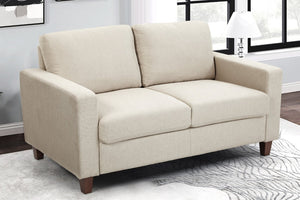 English Elm Mid-Century Modern Two Seat Loveseat with Foam Cushions Solid Wood Legs Apartment Ready Beige B2735P539744