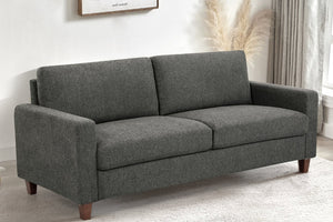 English Elm Mid-Century Modern Three Seat Sofa with Tapered Wood Legs and Stain Resistant Upholstery Gray B2735P539745
