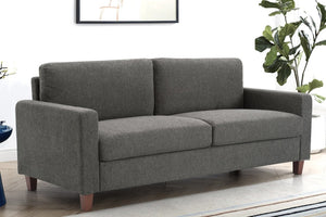 English Elm Mid-Century Modern Three Seat Sofa with Tapered Wood Legs and Stain Resistant Upholstery Gray B2735P539745