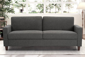 English Elm Mid-Century Modern Three Seat Sofa with Tapered Wood Legs and Stain Resistant Upholstery Gray B2735P539745