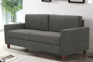 English Elm Mid-Century Modern Three Seat Sofa with Tapered Wood Legs and Stain Resistant Upholstery Gray B2735P539745
