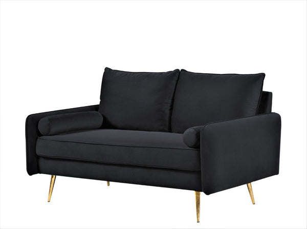 English Elm Modern Velvet Upholstered Loveseat with Gold Legs and Nailhead Trim for Small Spaces Black Nailhead Trim B2735P539749
