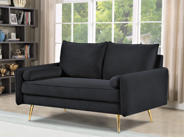 English Elm Modern Velvet Upholstered Loveseat with Gold Legs and Nailhead Trim for Small Spaces Black Nailhead Trim B2735P539749