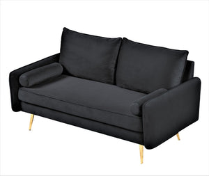 English Elm Modern Velvet Upholstered Loveseat with Gold Legs and Nailhead Trim for Small Spaces Black Nailhead Trim B2735P539749