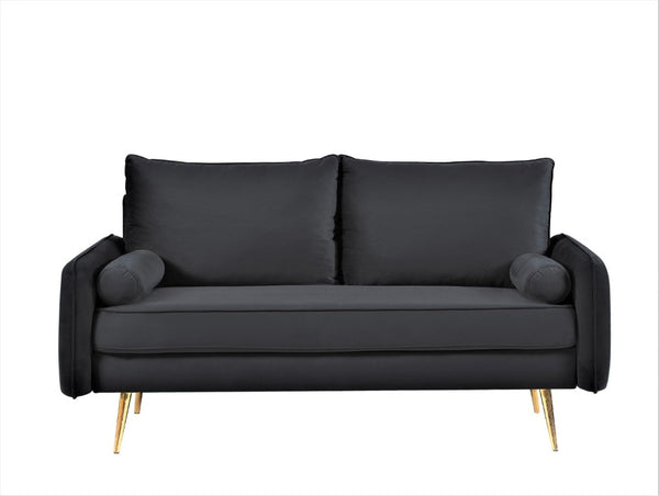 English Elm Modern Velvet Upholstered Loveseat with Gold Legs and Nailhead Trim for Small Spaces Black Nailhead Trim B2735P539749