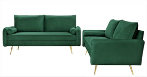 English Elm Modern Velvet Upholstered Loveseat with Gold Legs and Nailhead Trim for Small Spaces Green Nailhead Trim B2735P539755
