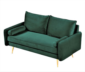 English Elm Modern Velvet Upholstered Loveseat with Gold Legs and Nailhead Trim for Small Spaces Green Nailhead Trim B2735P539755