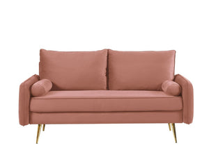 English Elm Modern Velvet Upholstered Loveseat with Gold Legs and Nailhead Trim for Small Spaces Rose Nailhead Trim B2735P539759