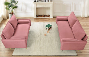 English Elm Modern Velvet Upholstered Loveseat with Gold Legs and Nailhead Trim for Small Spaces Rose Nailhead Trim B2735P539759