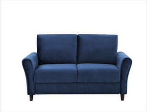 English Elm Patricia Mid-Century Modern Loveseat with Plush Upholstery and Solid Wood Legs Dark Blue B2735P539764