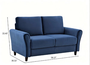 English Elm Patricia Mid-Century Modern Loveseat with Plush Upholstery and Solid Wood Legs Dark Blue B2735P539764