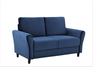 English Elm Patricia Mid-Century Modern Loveseat with Plush Upholstery and Solid Wood Legs Dark Blue B2735P539764
