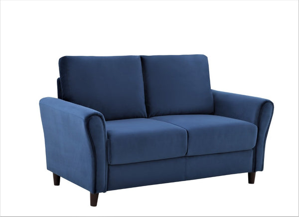 English Elm Patricia Mid-Century Modern Loveseat with Plush Upholstery and Solid Wood Legs Dark Blue B2735P539764