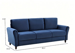 English Elm Patricia Mid-Century Three Seater Sofa with Plush Upholstery and Solid Wood Legs Dark Blue B2735P539765