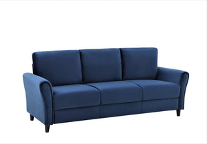 English Elm Patricia Mid-Century Three Seater Sofa with Plush Upholstery and Solid Wood Legs Dark Blue B2735P539765