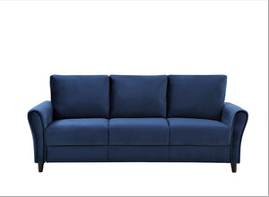 English Elm Patricia Mid-Century Three Seater Sofa with Plush Upholstery and Solid Wood Legs Dark Blue B2735P539765