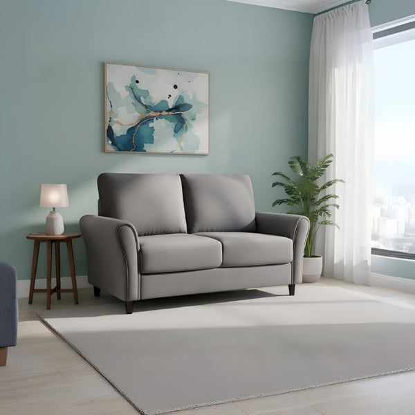 English Elm Patricia Mid-Century Modern Loveseat with Plush Upholstery and Solid Wood Legs Gray B2735P539766