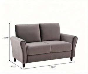 English Elm Patricia Mid-Century Modern Loveseat with Plush Upholstery and Solid Wood Legs Gray B2735P539766
