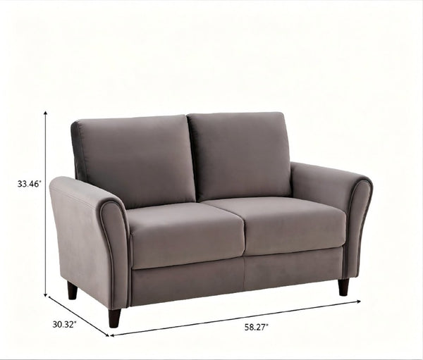 English Elm Patricia Mid-Century Modern Loveseat with Plush Upholstery and Solid Wood Legs Gray B2735P539766