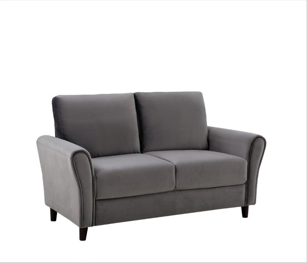 English Elm Patricia Mid-Century Modern Loveseat with Plush Upholstery and Solid Wood Legs Gray B2735P539766