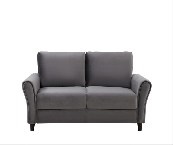 English Elm Patricia Mid-Century Modern Loveseat with Plush Upholstery and Solid Wood Legs Gray B2735P539766