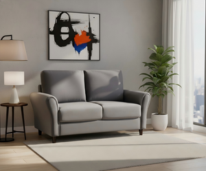 English Elm Patricia Mid-Century Modern Loveseat with Plush Upholstery and Solid Wood Legs Gray B2735P539766
