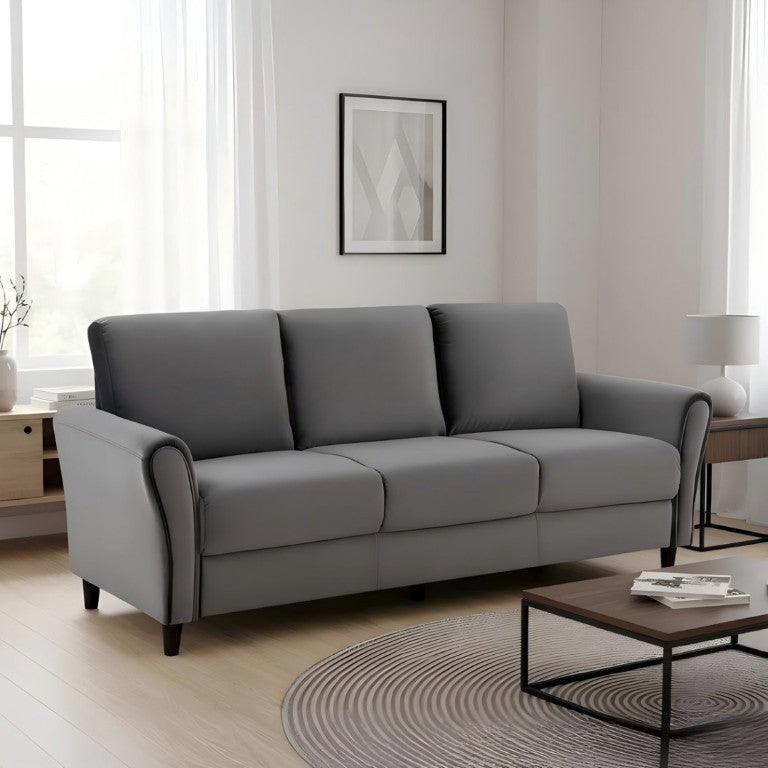 English Elm Patricia Mid-Century Three Seater Sofa with Plush Upholstery and Solid Wood Legs Gray B2735P539767