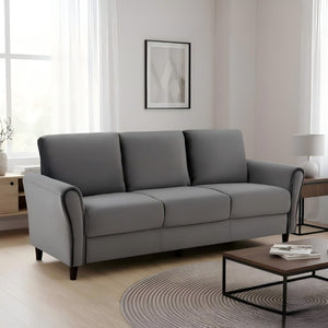 English Elm Patricia Mid-Century Three Seater Sofa with Plush Upholstery and Solid Wood Legs Gray B2735P539767