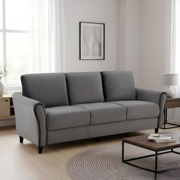 English Elm Patricia Mid-Century Three Seater Sofa with Plush Upholstery and Solid Wood Legs Gray B2735P539767